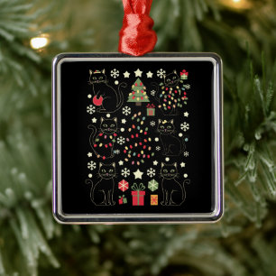 Christmas Cat Lover Gift For Cat Owner Metal Ornament