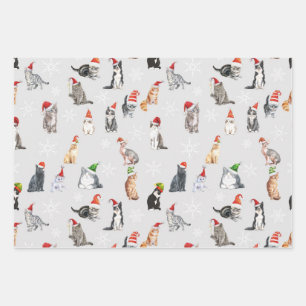 Christmas Cat Lover Gift, Yuletide Xmas Pattern Wrapping Paper Sheet