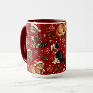 Christmas Cat Lover Mug Gift, Cute Festive Cats