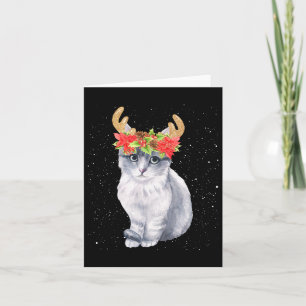 Christmas Cat Lover Shirt Cat With Deer Antlers Card