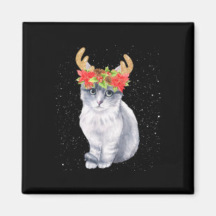 Christmas Cat Lover Shirt Cat With Deer Antlers Magnet