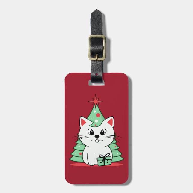 Christmas cat luggage tag (Front Vertical)