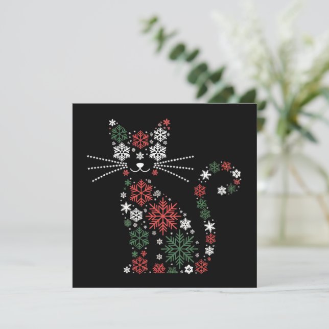 Christmas Cat Made up Snowflakes Funny Cats Holiday Card (Standing Front)