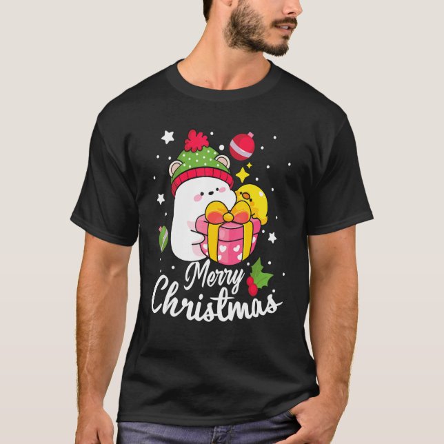 Christmas Cat Merry Christmas Party Santa Christma T-Shirt (Front)