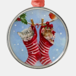 Christmas Cat Metal Ornament