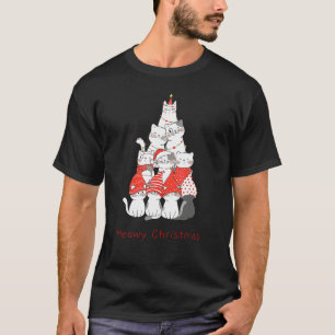 Christmas Cat  Mewy Christmas  Cat Christmas Tree T-Shirt
