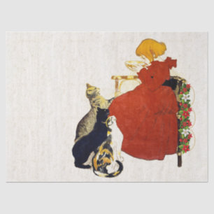 Christmas Cat Milk French Art Nouveau Tissue Paper