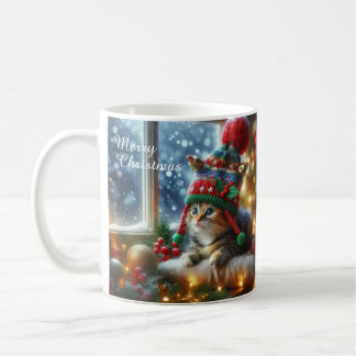 Christmas Cat Mug – Cute Kitty with Santa Hat