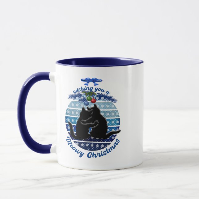 Christmas Cat Mugs, Meowy Christmas Mug (Left)