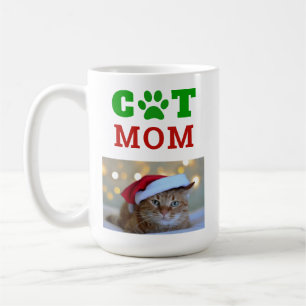 Christmas Cat Mum Paw Print Snowflake Photo Coffee Mug