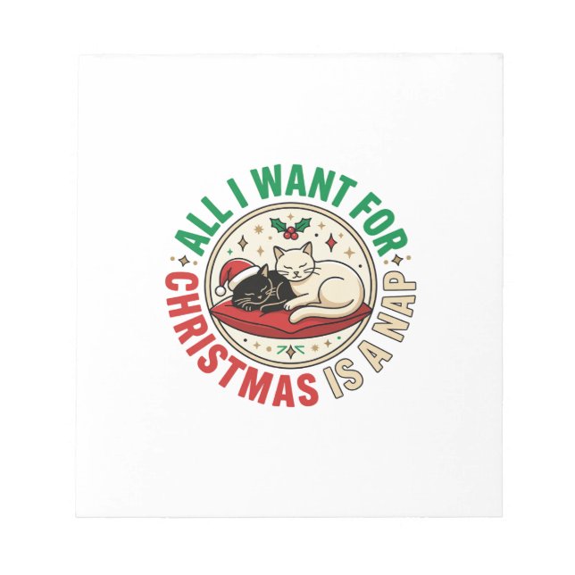 Christmas Cat Nap Holiday Design Notepad (Front)