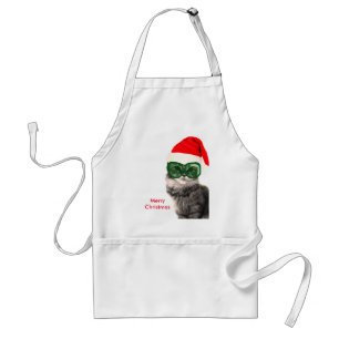 Christmas Cat on a christmas ball background Standard Apron
