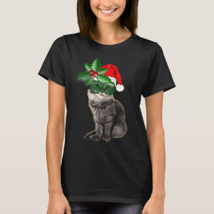 Christmas cat on a christmas ball background T-Shirt
