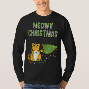 Christmas Cat Orange Tiger Tabby xmas tree kitty c T-Shirt
