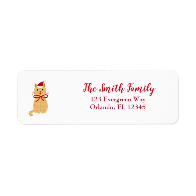 Christmas Cat Painting Return Address Label (Front)