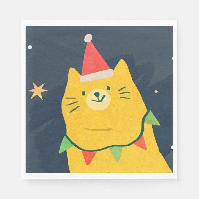 CHRISTMAS CAT PAPER NAPKINS (Front)