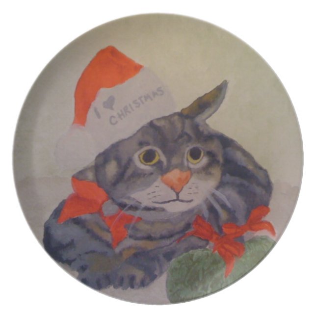 CHRISTMAS CAT PLATE (Front)