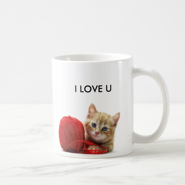 Christmas Cat play with little ball Coffee Mug (Right)