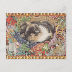 Christmas Cat postcard, Postcard