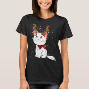 Christmas Cat Reindeer Antlers Christmas Lights Ca T-Shirt