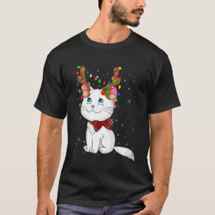 Christmas Cat Reindeer Antlers Christmas Lights Ca T-Shirt