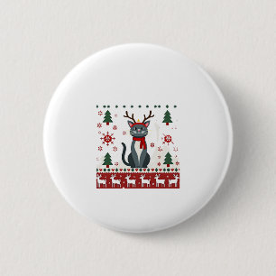 Christmas Cat Reindeer Ugly Christmas Sweater T-Sh 6 Cm Round Badge