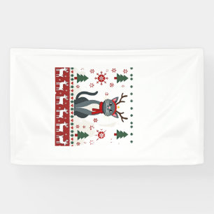 Christmas Cat Reindeer Ugly Christmas Sweater T-Sh Banner