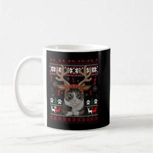 Christmas Cat Reindeer Ugly Christmas Sweater T-Sh Coffee Mug