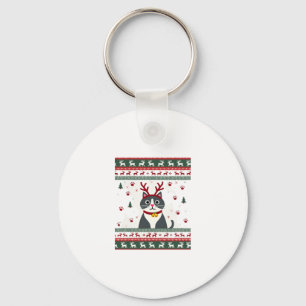 Christmas Cat Reindeer Ugly Christmas Sweater T-Sh Key Ring