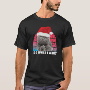 Christmas-Cat Retro I-Do What I-Want Cat Funny Cat T-Shirt