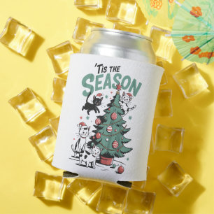 Christmas Cat Retro Tis The Season Meowy Catmas  Can Cooler