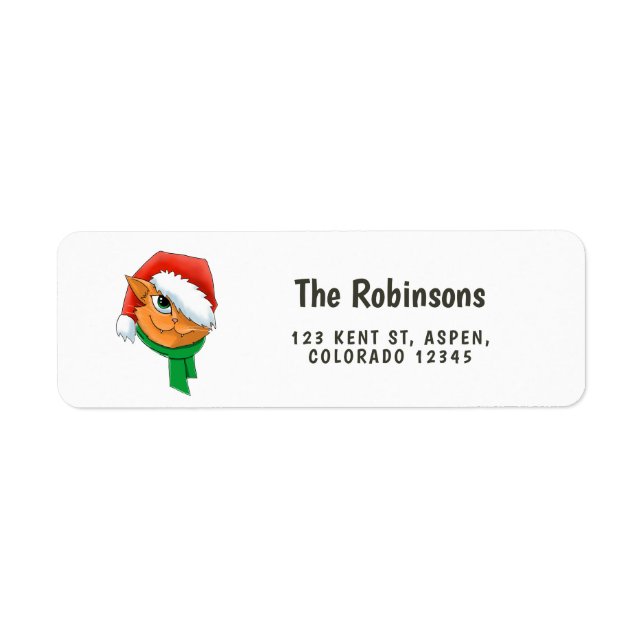 Christmas Cat Return Address Label (Front)
