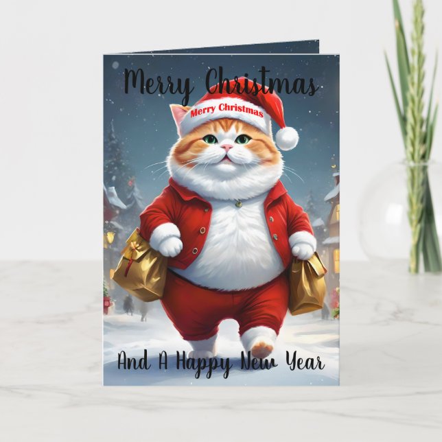 Christmas Cat Santa, Card (Front)