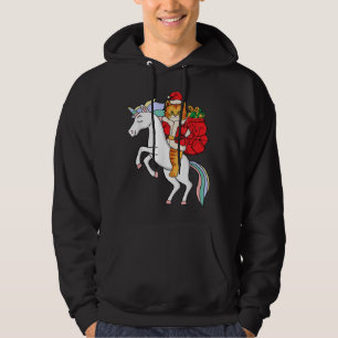 Christmas Cat Santa Claus Hat Unicorn Xmas Hoodie