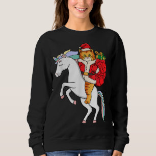 Christmas Cat Santa Claus Hat Unicorn Xmas Sweatshirt