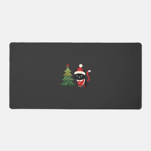 Christmas Cat Santa Tree Vector Desk Mat (Front)