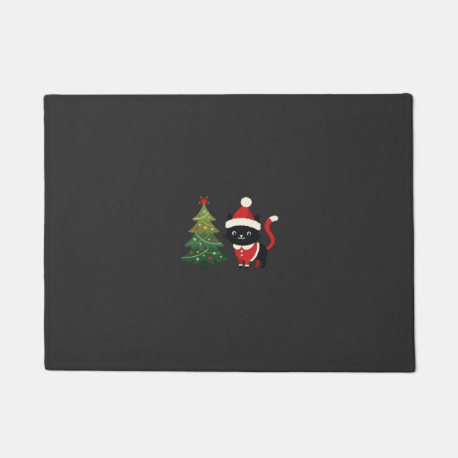 Christmas Cat Santa Tree Vector Doormat (Front)