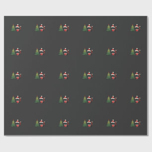 Christmas Cat Santa Tree Vector Wrapping Paper