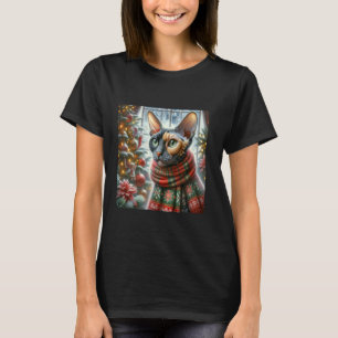 Christmas Cat Shirt With Festive Cornish Rex Xmas