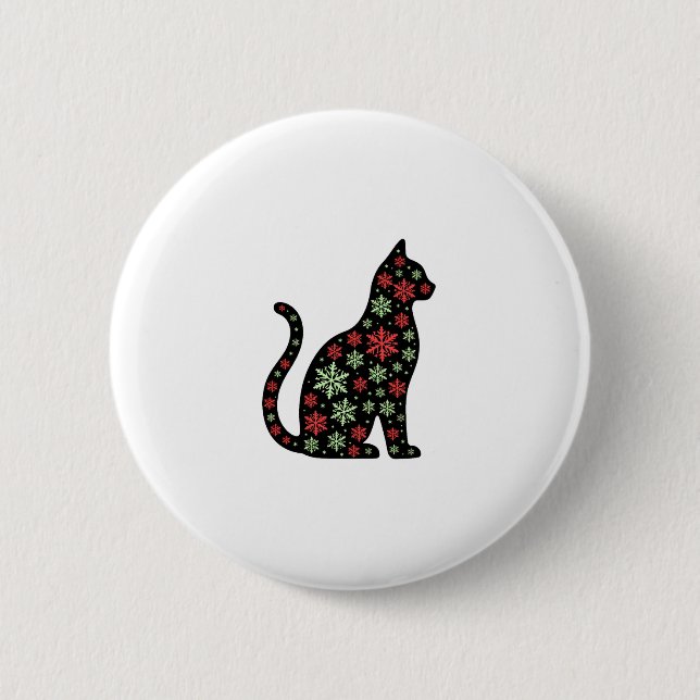 Christmas Cat T-Shirt 6 Cm Round Badge (Front)