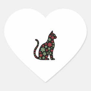 Christmas Cat T-Shirt Heart Sticker