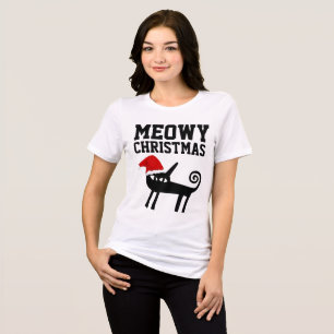 Christmas Cat T-shirts, MEOWY CHRISTMAS Tri-Blend Shirt
