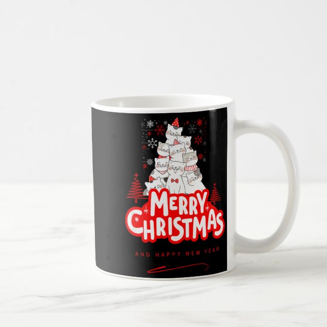 Christmas Cat Tee – Festive Kitty Holiday Art  Coffee Mug (Right)