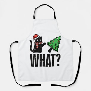 Christmas Cat Tipping Xmas Tree Funny Apron