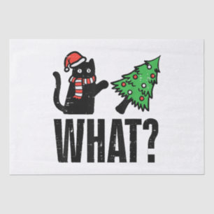 Christmas Cat Tipping Xmas Tree Funny Tissue Paper