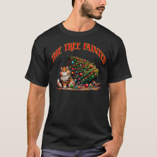 Christmas cat tree fainted down ornaments broken f T-Shirt
