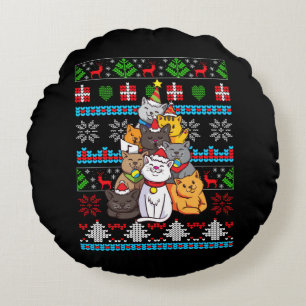 Christmas Cat Tree Gift Round Cushion