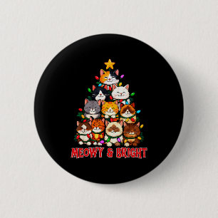 Christmas Cat Tree Meowy And Bright Funny Kitty Gr 6 Cm Round Badge