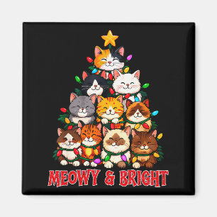 Christmas Cat Tree Meowy And Bright Funny Kitty Gr Magnet