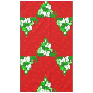 christmas cat tree paw print  tablecloth